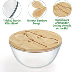 ShineMe Glass Salad Bowl, 4.7 Qt Mixing Bowl with Lid and Built in Utensils, Versatile Trifle Bowl for Serving, Mixing, Preparing, Storing, and Decoration, Large Halloween Candy Bowl