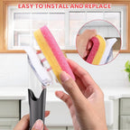 Soap Dispensing Replacement Dish Brush Storage Set with 10 PCS Sponge Refills & Holder - RIMAY Dispenser Scrub Cleaning Scrubber Kitchen Dishwashing Dish Wand Handle for Dishes/Pans/Pots/Sink(Pink)