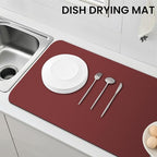 WISELIFE Dish Drying Mat Super Absorbent Drying Mat Large Dish Drying Mats for Kitchen Counter Easy Clean Dish Mat Kitchen Drying Mat18"x 32" Classic Red
