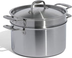 Made In Cookware | 8 Quart Stainless Steel Stock Pot With Lid and Pasta Insert | 5 Ply Stainless Clad | Professional Cookware | Crafted in Italy | Induction Compatible