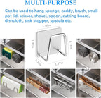 LYART 4Pcs Premium Sink Sponge Holder for Kitchen Sink Caddy Brush - SUS304 Stainless Steel Waterproof Rustproof Quick Drying Strong Self Adhesive (1. Silver X 4Pcs)