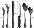 HaWare 24-Piece Silverware Set with Flatware Drawer Organizer, Stainless Steel Cutlery with 4 Steak Knives, Eating Utensils Service for 4, Mirror Polished, Dishwasher Safe-Black