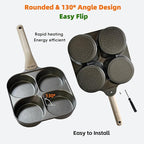 4-Cup 4-Hole Divided Titanium Nonstick Egg Pan, Induction Compatible 4-in-1 Breakfast Skillet for Pancakes, Burger Patties, Omelettes, PFOA-Free, Fast Heating, Dishwasher Safe