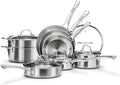 Stainless Steel Cookware Set,Tir-Ply Pots and Pans Set,13 Pcs Stainless Steel Induction Kitchen Cookware Sets,PFOA Free, Frying Pans, Butter warmer,Saute Pan & Stock Pot,Compatible with All Cooktops