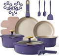 CAROTE 19Pcs Nonstick Pots and Pans Set, Nonstick Cookware Set with Detachable Handle, Induction Kitchen Cookware Sets Removable Handles, Dishwasher Safe, Oven Safe, Purple