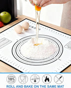 Silicone Pastry Mat with Measurements, 28" x 20" Extra Large Silicone Baking Mat, Non-slip Pastry Rolling Sourdough Baking Mat, Bread Rolling Dough Mats Sheet for Fondant,Pizza,Pie,Cookies