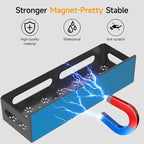 6 Pack Strong Magnetic Spice Rack for Refrigerator, Multipurpose Magnetic Shelf for Fridge with 4 Hooks for kitchen and Bathroom Organization, Black
