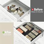 Bamboo Spice Drawer Organizer, (Need 3.1” Deep Drawer) Expandable 4 Tier Spice Rack for Cabinet (From 12" to 23" Wide), Seasoning Storage Insert, Spice Organizer for Drawer,Jars Not Included