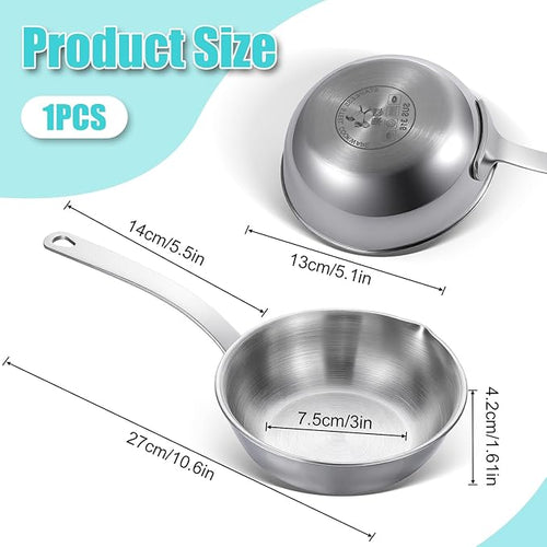 5.1-Inch Mini Egg Pan Stainless Steel Mini Sauce Pan Omelet Frying Pan with Spout for Home Kitchen Restaurant