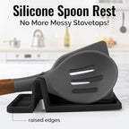 Zulay Kitchen Extra Large Silicone Utensil Rest with Drip Pad for Multiple Utensils - BPA-Free Heat-Resistant Spoon Rest & Spoon Holder for Stove Top - Kitchen Utensil Holder for Spoon - Black