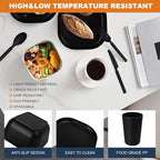 48-Piece Plastic Wheat Straw Square Dinnerware Sets Plates and Bowls Sets for 8 Lightweight Bowls Unbreakable Dish Set Dishwasher Microwave Safe Suitable for Camping Party Grill（Black）