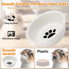 Ceramic Elevated Cat Bowls Kitty Bowls - 15° Tilt Anti-Vomiting, Silicone Mat Included, Whisker Friendly for Indoor Cats & Small Dogs (2-Pack) (Black)