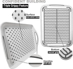 Large Non Slip Serving Tray with Handles, Silicone Gripping Nubs Lap Food Trays for Eating, Dishwasher Safe Serve for Dinner Snack Fruit Dessert Breakfast Beverage, Rectangular, Set of 2, White
