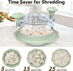 10" Pro Chicken Shredder Tool Twist Large for Kitchen, BPA-Free Food-Safe Meat Grinder, Visible Chicken Breast Meat Shredder with Strong Anti-Slip Bottom & Ergonomic Handle, Green