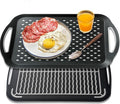 2PCS Large Non-Slip Serving Tray with Handles TV Lap Trays for Eating on Couch Food Serving Tray with Silicone Grippy Dots for Dinner Snack Fruit Dessert Breakfast (Black - 2pcs)