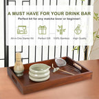 Green Matcha Whisk Set, Ceramic Matcha Kit Set Valentine Gift Present Includes Matcha Bowl, Matcha Whisk and Holder, Bamboo Scoop, Scoop Rest, Sifter and Tea Towel - 7 Pcs Kit for Matcha Lovers