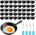 Remerry 40 Sets 4 Inches Cast Iron Skillets Mini Black Iron Nonstick Frying Pan Small Sizzling Plate Egg Pan Cast Pot Bundle with Oil Brush for Indoor and Outdoor Restaurant Kitchen