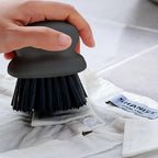 2Pack Dish Scrub Brush, Palm Brush Dish Scrubber with Ergonomic Grip, Kitchen Scrub Brushes for Cleaning for Pans, Pots, Kitchen Sink Cleaning-Black+White