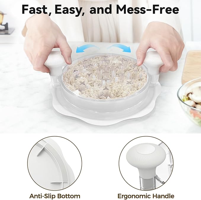 10" Pro Chicken Shredder Tool Twist Large for Kitchen, BPA-Free Food-Safe Meat Grinder, Visible Chicken Breast Meat Shredder with Strong Anti-Slip Bottom & Ergonomic Handle, White