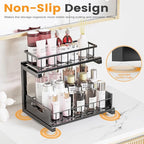 Under Sink Organizer, Heavy Duty Metal Pull Out Cabinet Organizer Slide Out Sink Shelf Organizer Height Adjustable, Multi-Purpose Storage Shelf for Kitchen Bathroom(Black,1Pack)