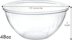 PLASTICPRO Disposable Round Crystal Clear Serving Bowls, Party Snack or Salad Bowl, Plastic Chip Dish, Candy Dish (4, 48 OUNCE)