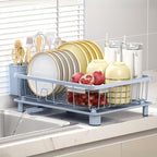 Hiviweer Blue Dish Drying Rack, Dish Rack,Space-Saving Dish Racks for Kitchen Counter with Utensil Holder,Gifts for Women Mothers Day, Kitchen Gadgets & Decor
