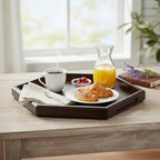 Hexagon Serving Trays & Platters, 11.8" Charcuterie Platter, Cafeteria Trays, Hexagon Wooden Ottoman Tray, Food Serving Boards Table Plates for Family Dinner Eating Parties