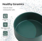 Havniva Ceramic Dog Bowl, Food and Water Bowl for Medium Breed Dog, Pet Bowl for Replacement (7.3 inch, Single Bowl, Green)