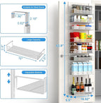 Over the Door Pantry Organizer, 8-Tier Over the Door Organizer with Adjustable Basket, Pantry Door Organization for Pantry Kitchen Storage Room Spice Rack, White