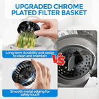 zaa Kitchen Sink Drain Strainer - Kitchen Sink Stopper, 304 Stainless Steel Sink Drain Stopper, Sink Protector for Kitchen with Anti-Clog Filter, Fit US Standard 3-1/2'' Sink Drain Hole, Black