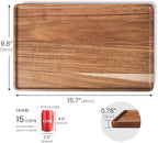 VERTORGAN 2 Pack Acacia Wood Serving Tray,15.8x9.8 Inch Decorative Trays Platter for Coffee Table,Living Room,Bar,Party,Mini Charcuterie Boards Cheese Board,Home Decor