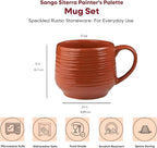 Sango 17.5 oz Stoneware Coffee Mugs Set of 4, Rustic Ceramic Mug with Speckled Reactive Glaze, Large Pottery Drinkware for Coffee or Tea, Dishwasher & Microwave Safe Mugs, Siterra Painter’s Palette
