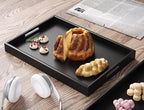 Fibogollo Bamboo Set of 2 Serving Tray with Handles,Decorative Trays Platter,Breakfast Tray in Bed,Food Drinks Tray for Eating,Working,Storing(Black)