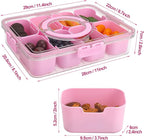 shopwithgreen Snackle Box Charcuterie Container, Divided Serving Tray with Lid and Handle for Party, Veggies, Fruits, Nuts, Food Tray Platter Snack Box Container for Entertaining, Picnic, Pink, 2pcs