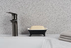 6.5" Ceramic Mini Decorative Clawfoot Bathtub Bar Soap Dish, Kitchen Sponge Holder and Shower Tray for Bathroom, 1 Pack(Black)