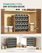 NESAPTO Spice Rack Organizer for Cabinet, Wooden 4 Tier Vertical Seasoning Organizers for Kitchen Pantry, Countertop/Wall Mount, Holds 20 Spice Jars (No Jars Included),10.3" W × 9.4" H
