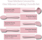 GIR 5-Piece Silicone Kitchen Utensils Set, Non-Toxic Cooking Utensils for Cooking and Baking, Heat Resistant, Food Grade, Dishwasher Safe Rubber Spatula, Ladle, Spoon - Rose