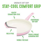 GreenLife Nonstick 8" Frying Pan Skillet, Non-Toxic PFAS-Free Ceramic Nonstick, Dishwasher & Oven Safe, Stay-Cool Handles, Wobble Free, Pink