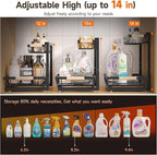 Sevenblue 2 Packs Under Sink Organizer, Height Adjustable 2 Tier Under Kitchen Sink Organizer, Multi-Purpose Storage Shelf for Kitchen Bathroom Cabinet (Black, Extra Large)