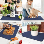 WISELIFE Dish Drying Mat Super Absorbent Drying Mat Large Dish Drying Mats for Kitchen Counter Easy Clean Dish Mat Kitchen Drying Mat16"x 24" Classic Blue