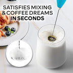 Zulay Kitchen Powerful Milk Frother Wand With 4 AA Duracell Batteries - Ultra Fast Handheld Drink Mixer - Electric Whisk Foam Maker for Coffee, Lattes, Cappuccino, Matcha & Creamer