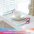 12 Pieces Spoons and Forks Set,Food Grade Stainless Steel Flatware Cutlery Set,6 Forks and 6 Spoons Silverware Set for Home,Kitchen,Restaurant-Mirror Polished & Dishwasher Safe(Rainbow)