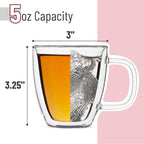 BTaT- Double Walled Espresso Cups, 5 oz, Set of 4, Clear Coffee Mugs, Double Wall Insulated Espresso Cups, Small Coffee Mugs for Tea, Lattes, Macchiatos, Hot & Cold Beverages, Microwave Safe