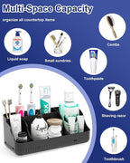 Bathroom Counter Organizer and Storage, 7 Slots Detachable Toothbrush Holders for Bathrooms, Anti-Slip Electric Toothbrush and Toothpaste Holder Countertop Vanity Organizer Accessories for Adults Kids