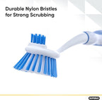 Dish Brush with Handle Vegetable Brush Double Sided Cleaning Brush Scrubber Non Scratch Scrub Brushes Kitchen Brush for Cooking, Foods- Fruits/Potatoes/Veggies, Sinks, Bath-Blue/Red, 2 Pack-Superio