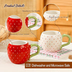 Cute Floral Coffee Mug Set of 4-12oz Ceramic Flower Embossed Cups with Petal Handles, Dishwasher and Microwave Safe