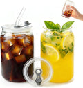 Leakproof Glass Cups with Plastic Lids and Straws, 16oz Iced Coffee Cup, Drinking Glasses Tumbler for Water, Boba Tea, Smoothie - 2pcs