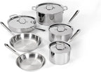 All-Clad D3® Stainless Steel 10 Piece Cookware Set- Made in USA- Includes Frying Pans, Saucepan, Sautépan, Stockpot - Professional Grade -Oven Safe & Induction Compatible