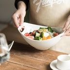 Gomakren Serving Bowls with Handles, Serving Dishes, Porcelain Salad Bowls Mixing Bowl for Entertaining, Nesting Bowl Set of 3, Microwave Dishwasher Safe, 15/28/47 oz, White