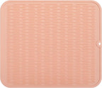 MicoYang Silicone Dish Drying Mat for Multiple Usage,Easy clean,Eco-friendly,Heat-resistant Silicone Mat for Kitchen Counter or Sink,Refrigerator or Drawer Liner Pink XL 18 inches x 16 inches